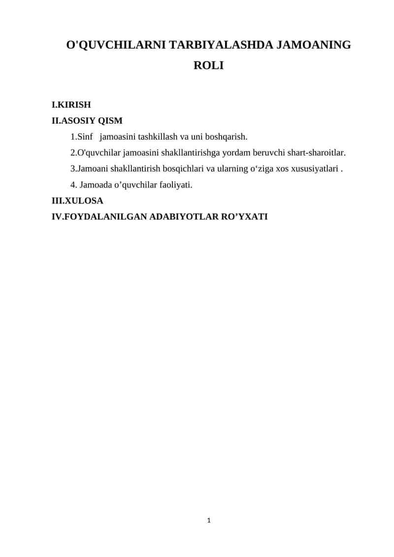 O'QUVCHILARNI TARBIYALASHDA JAMOANING ROLI 1