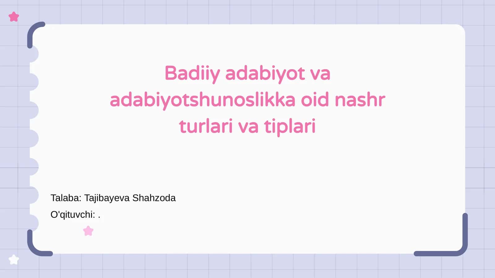 Badiiy adabiyot va adabiyotshunoslikka oid nashr turlari va tiplari 1