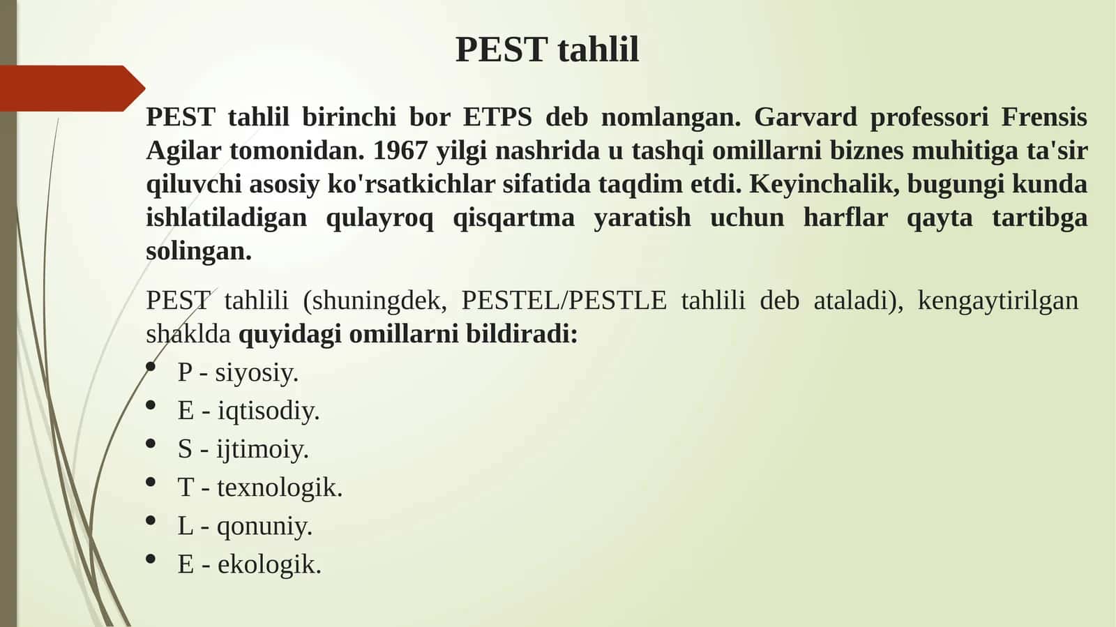 PEST tahlili 1