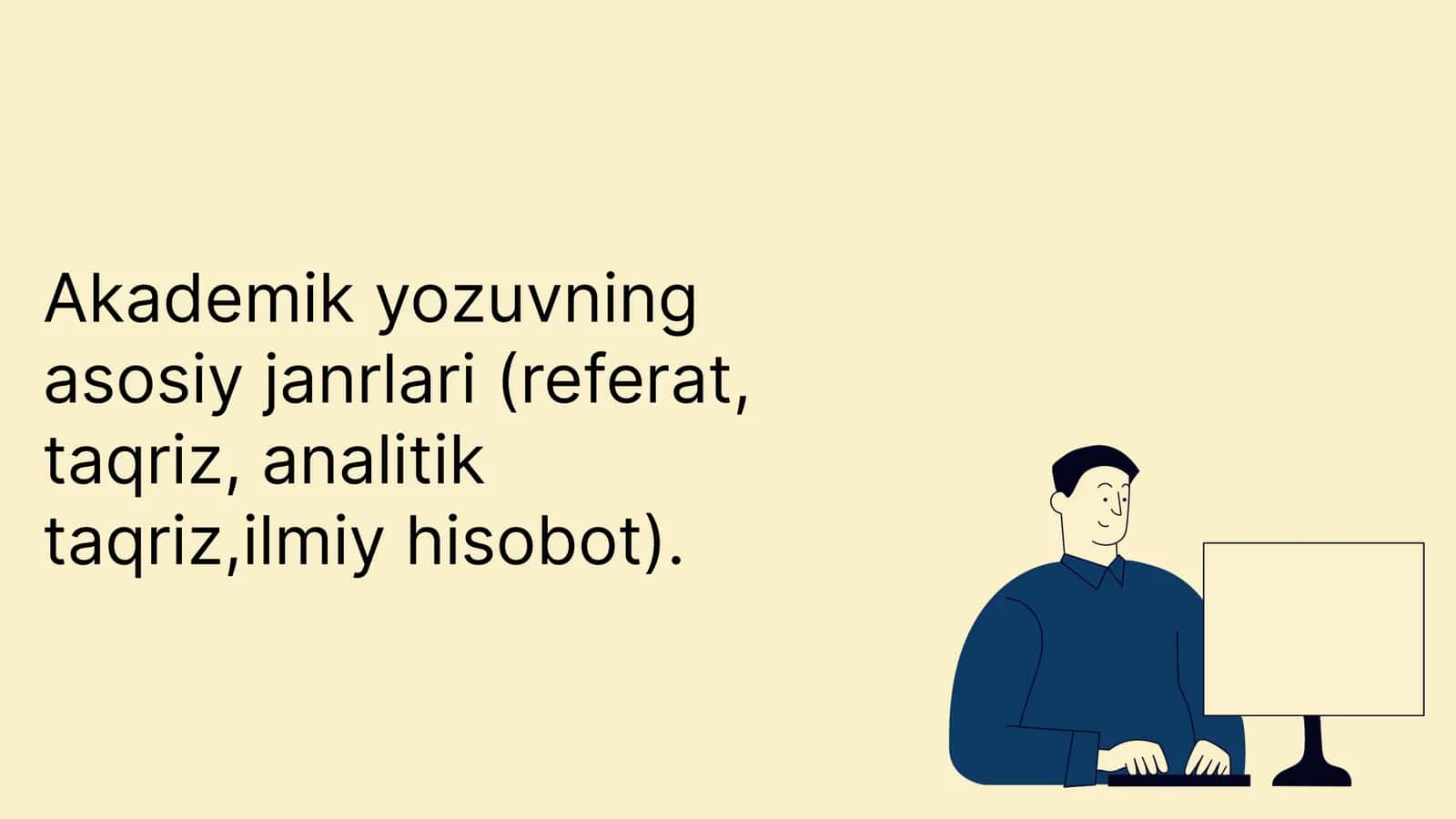 Akademik yozuvning asosiy janrlari (referat, taqriz, analitik taqriz,ilmiy hisobot) 1