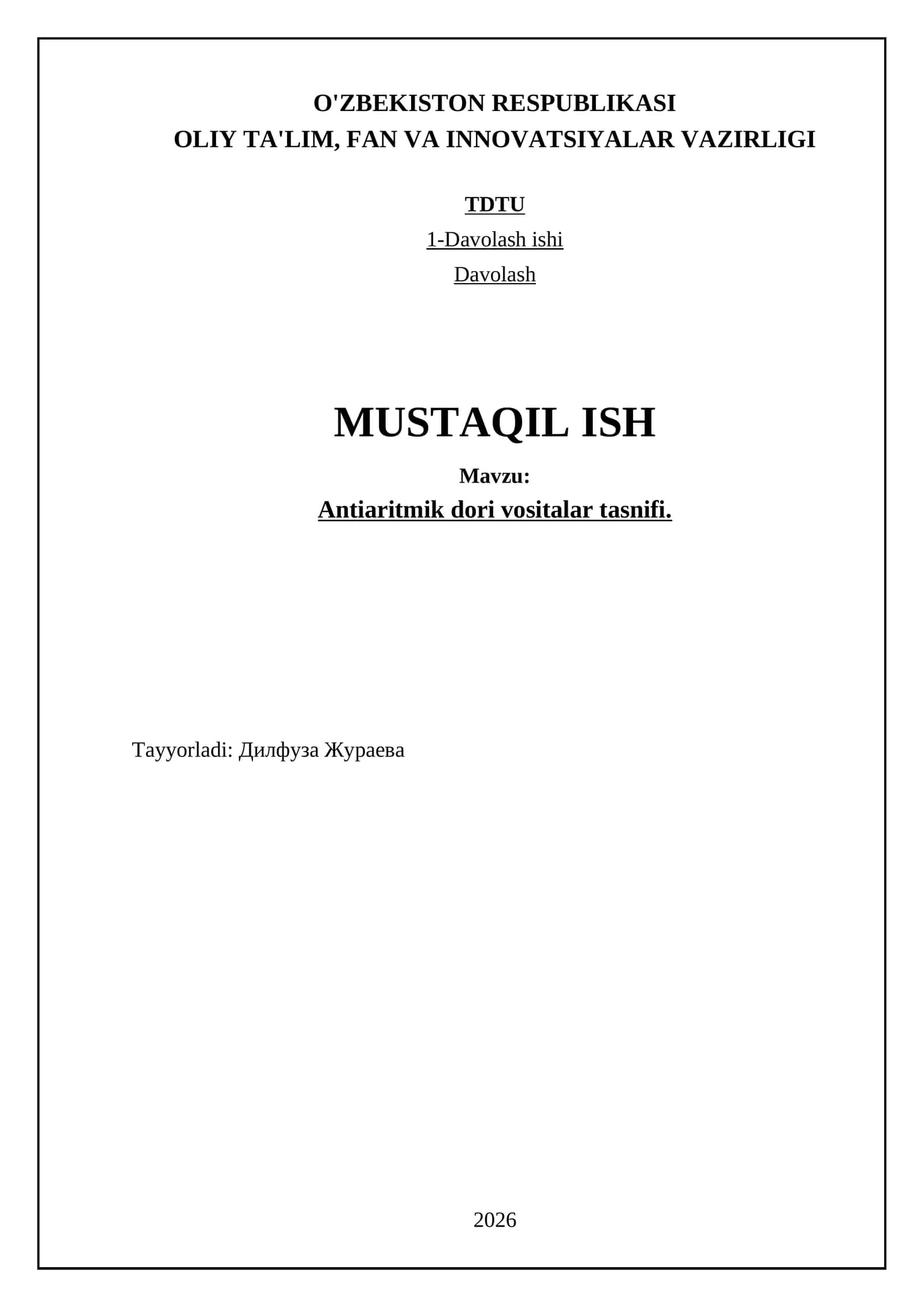 Anti-aritmik dori vositalar tasnifi 1