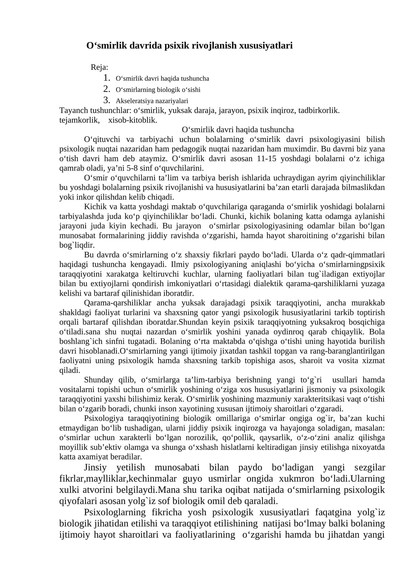 O‘smirlik davrida psixik rivojlanish xususiyatlari 1