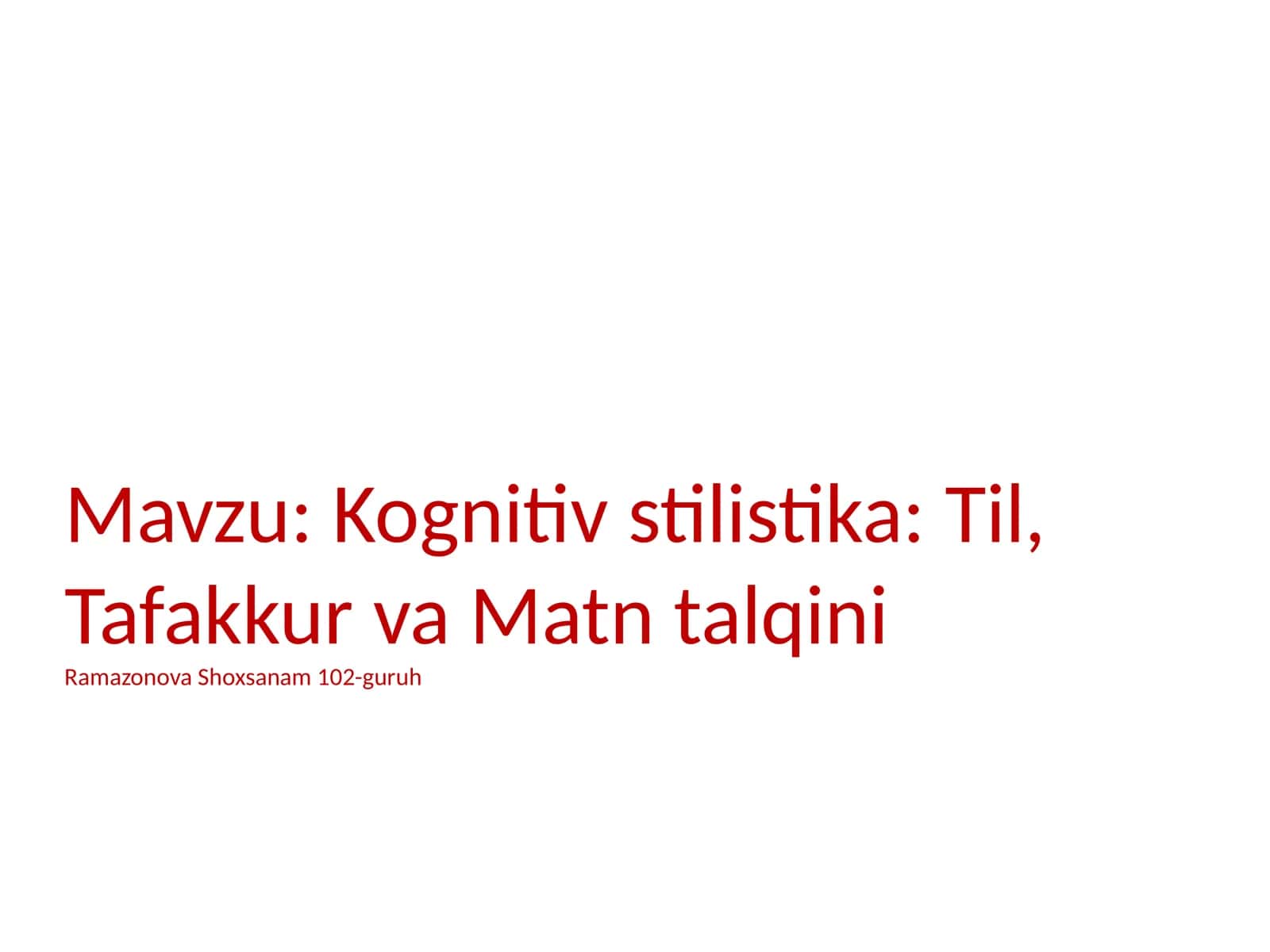 Kognitiv stilistika: Til, Tafakkur va Matn talqini 1