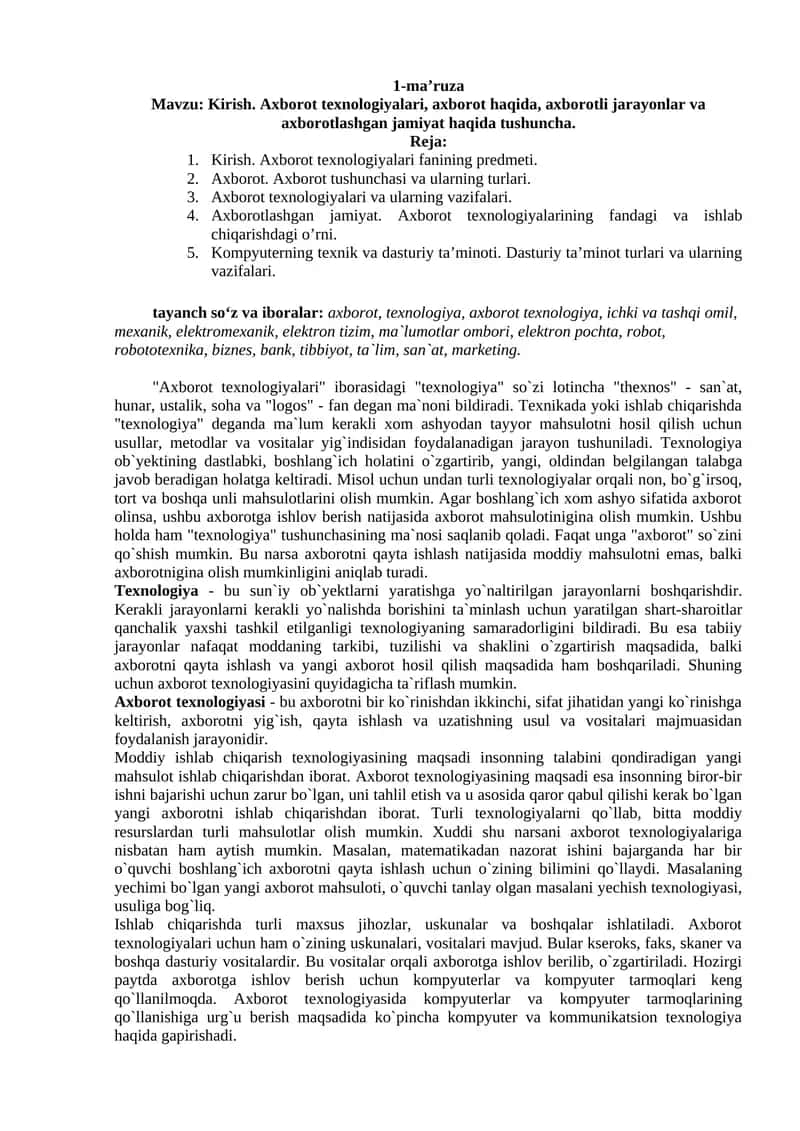 Axborot texnologiyalari 1