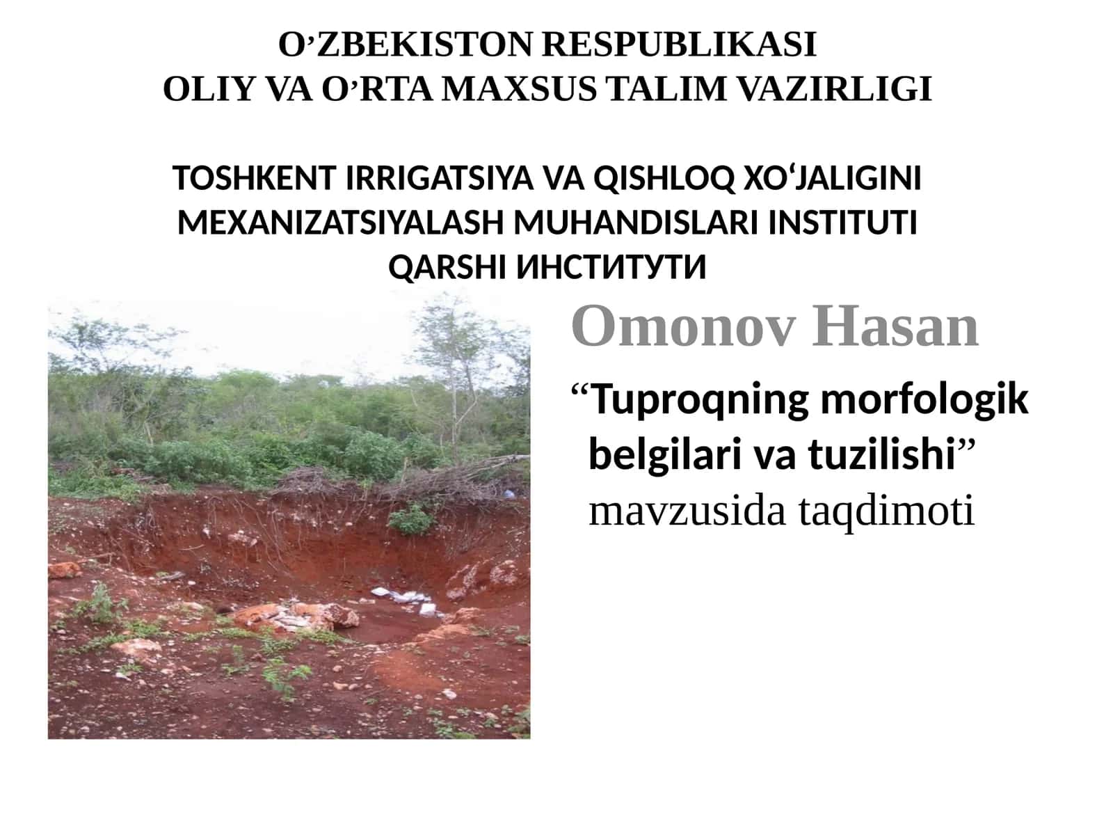 “Tuproqning morfologik belgilari va tuzilishi” 1