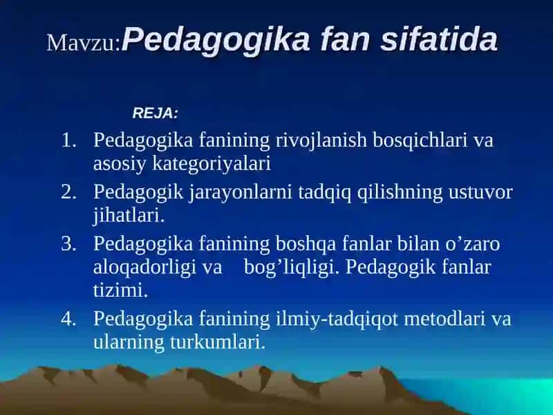Pedagogika fan sifatida