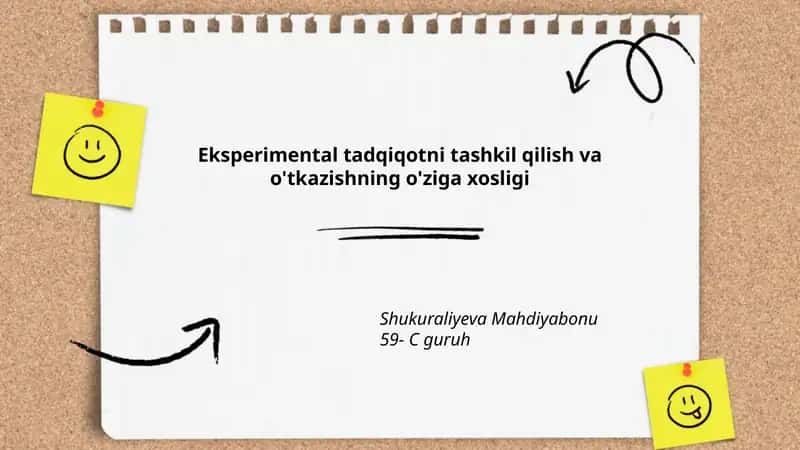 Eksperimental tadqiqotni tashkil qilish va o'tkazishning o'ziga xosligi 1