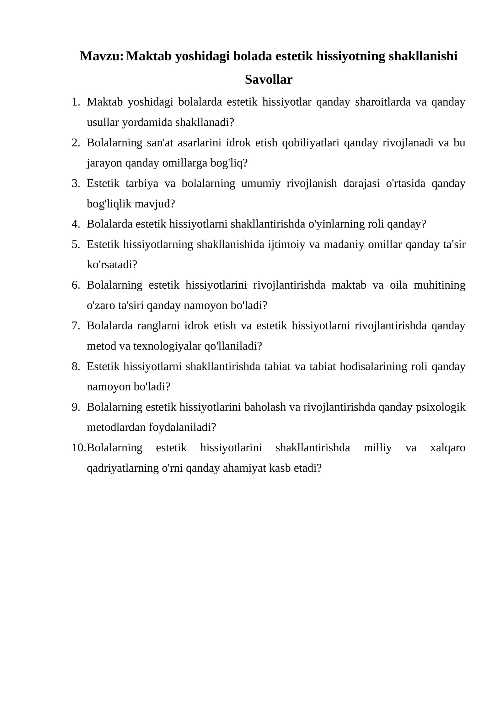 Maktab yoshidagi bolalarda estetik hissiyotning shakllanishi 1