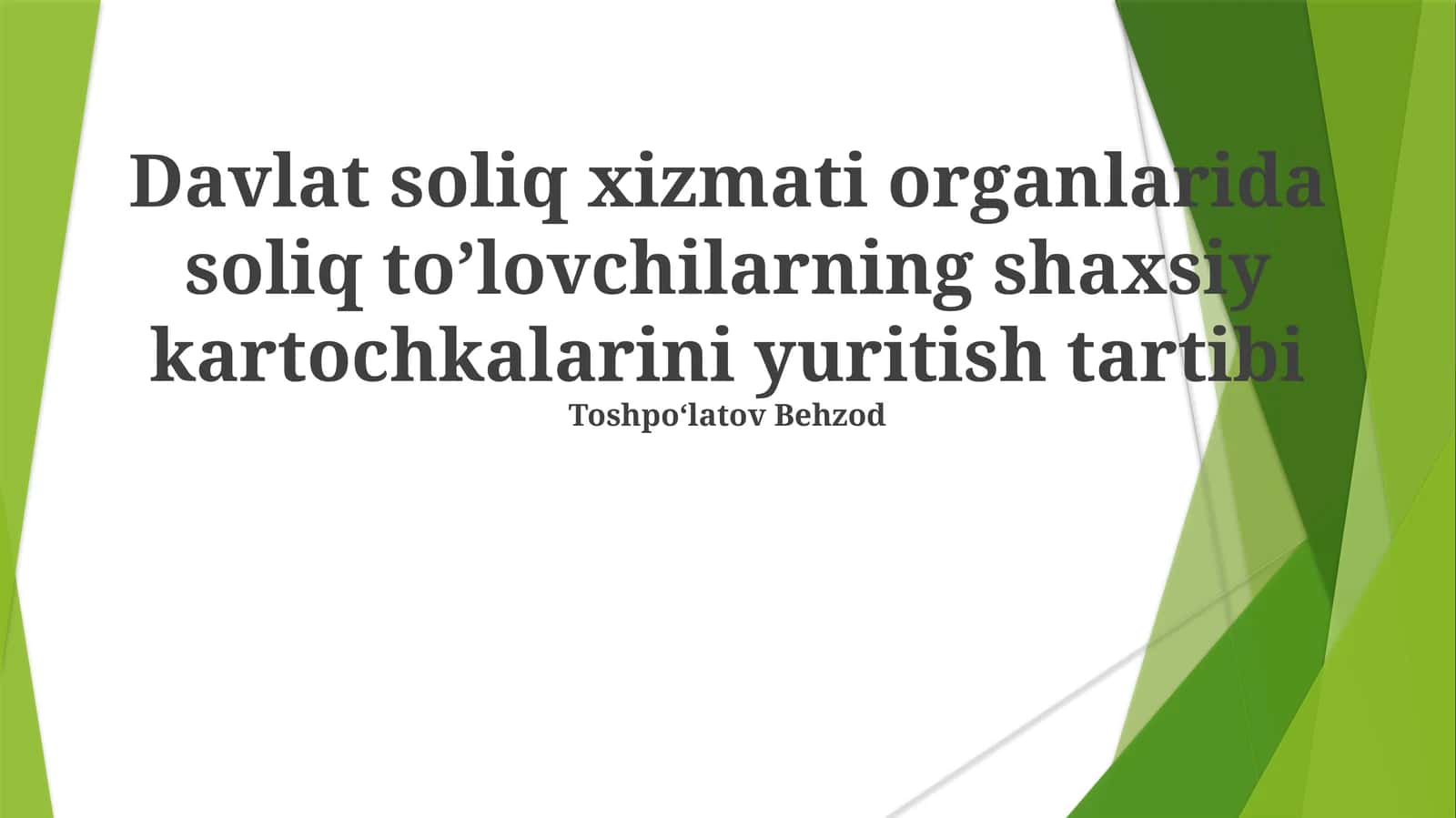 Soliq to’lovchi kartochkasi tushunchasi 1