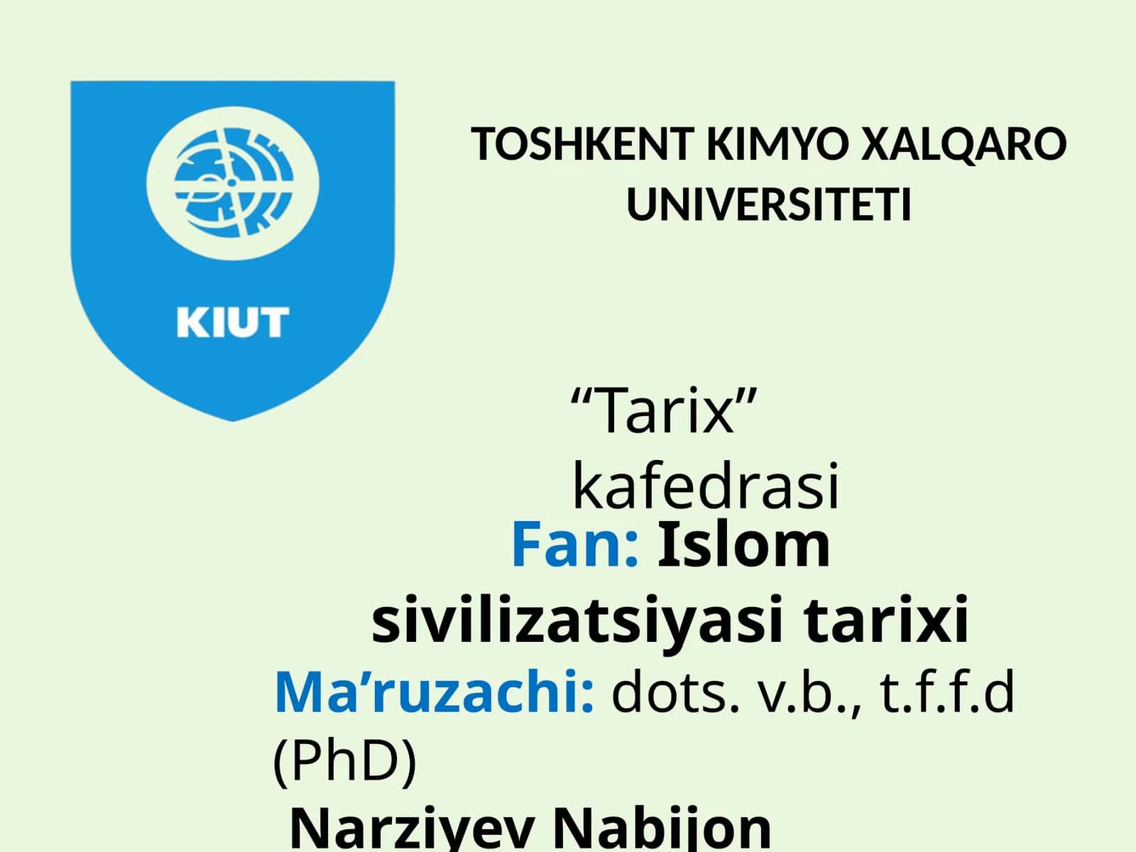 Islom sivilizatsiyasi tarixi 1