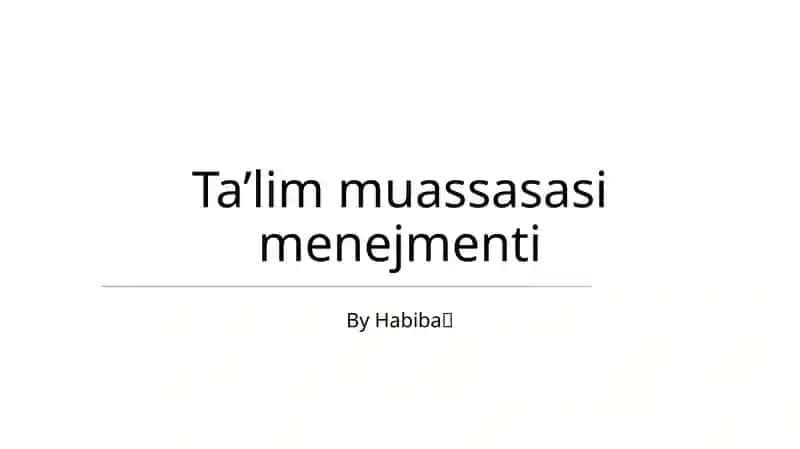 Ta’lim muassasasi menejmenti