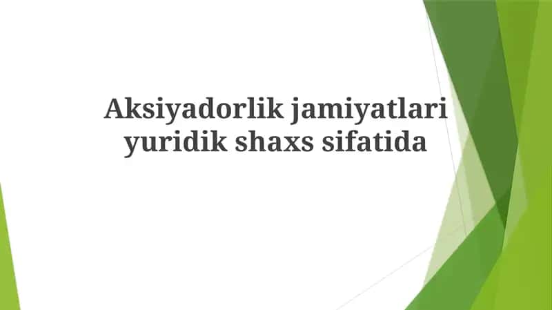 Aktsiyadorlik Jamiyatining Tashkil Topishi 1