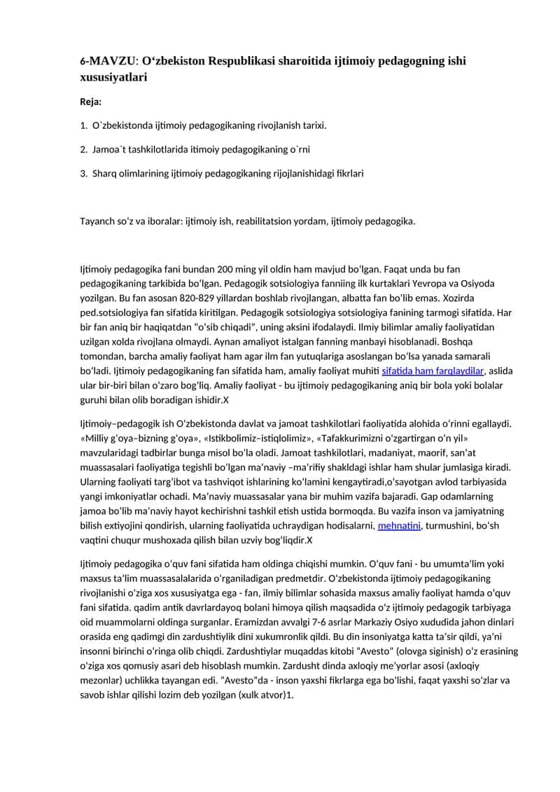 O‘zbekiston Respublikasi sharoitida ijtimoiy pedagogning ishi xususiyatlari 1