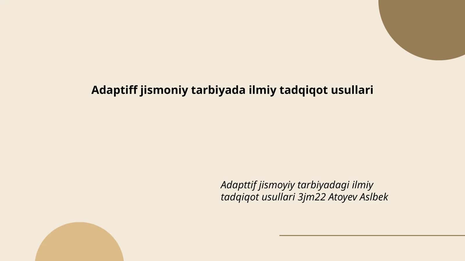 Adaptiff jismoniy tarbiyada ilmiy tadqiqot usullari 1