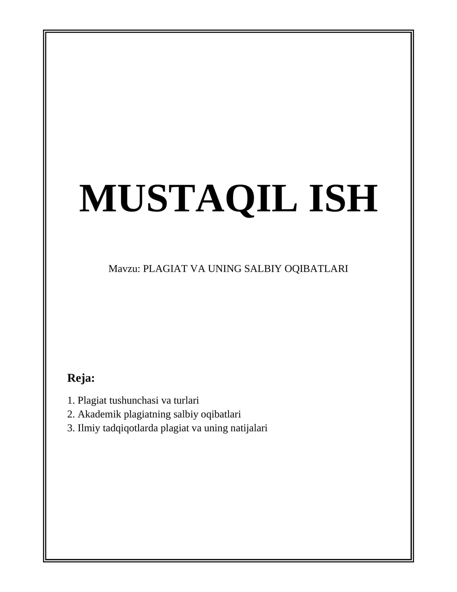 PLAGIAT VA UNING SALBIY OQIBATLARI 1