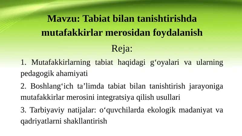 Boshlang'ich sinf o'quvchilarini tabiat bilan tanishtirish 1