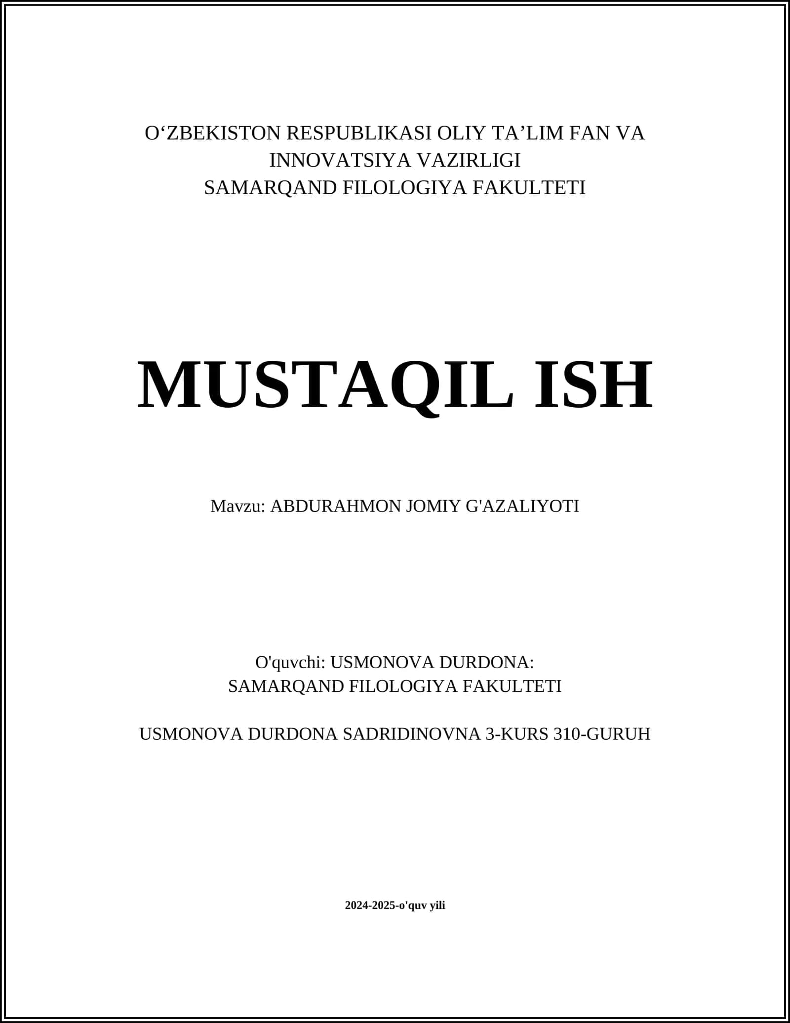 ABDURAHMON JOMIY G'AZALIYOTI 1