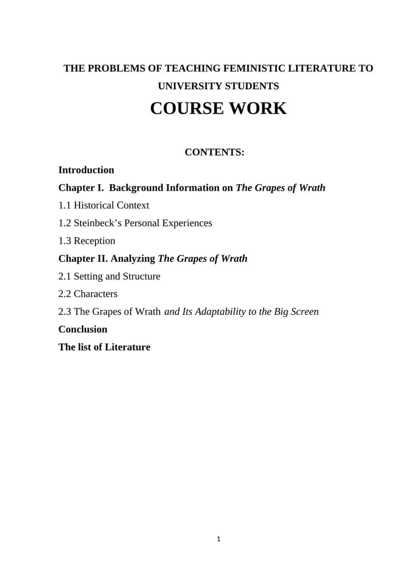 THE PROBLEMS OF TEACHING FEMINISTIC LITERATURE TO UNIVERSITY STUDENTS 1