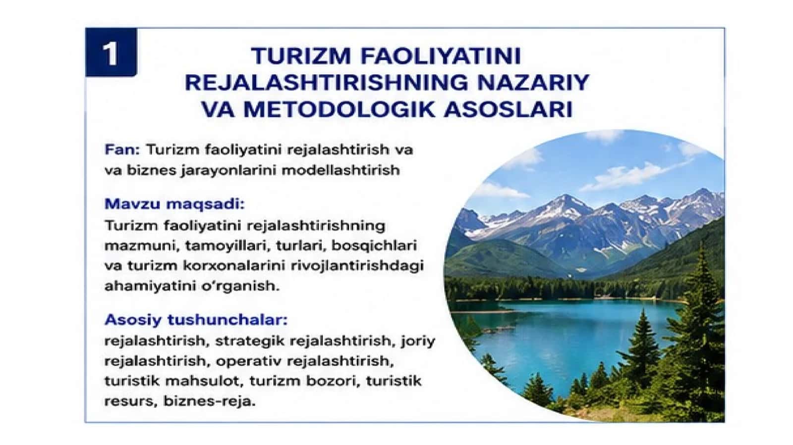 TURIZM FAOLIYATINI REJALASHTIRISHNING NAZARIY VA METODOLOGIK ASOSLARI 1