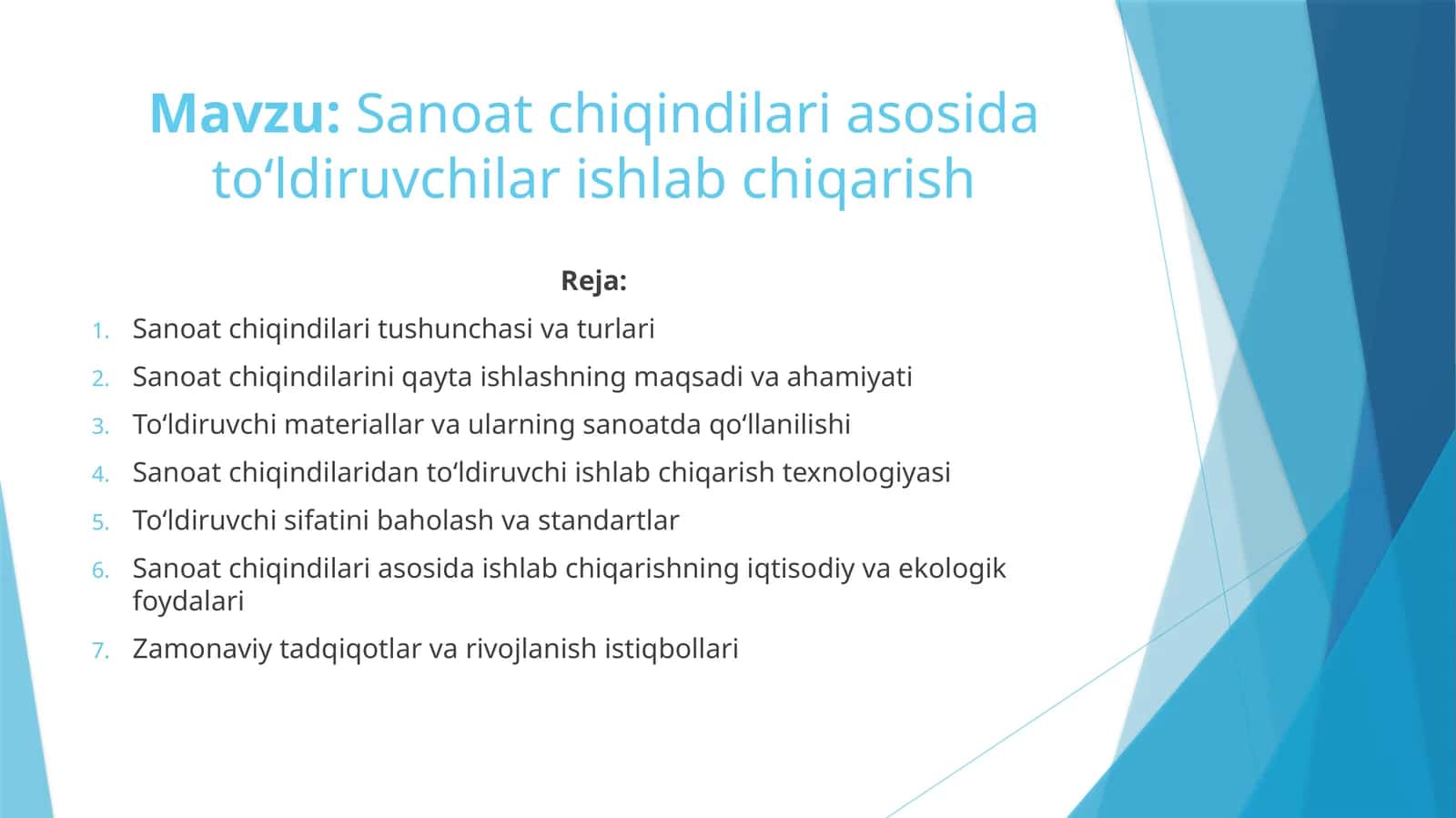 Sanoat chiqindilari asosida to‘ldiruvchilar ishlab chiqarish 1