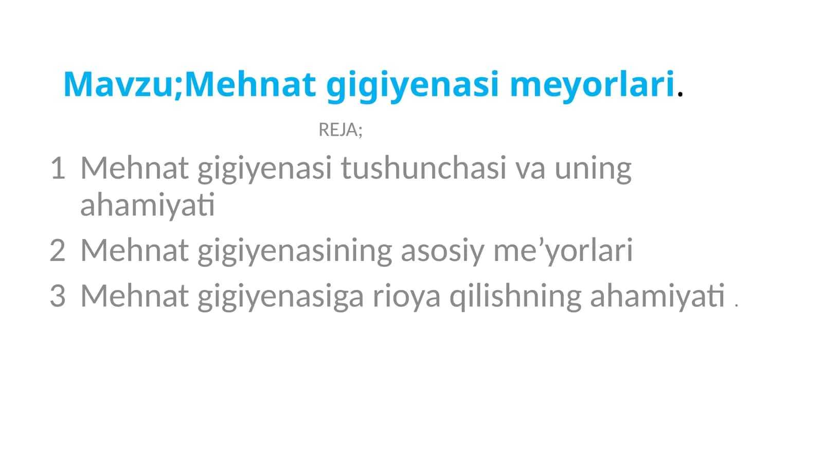 Mehnat gigiyenasi me'yorlari 1