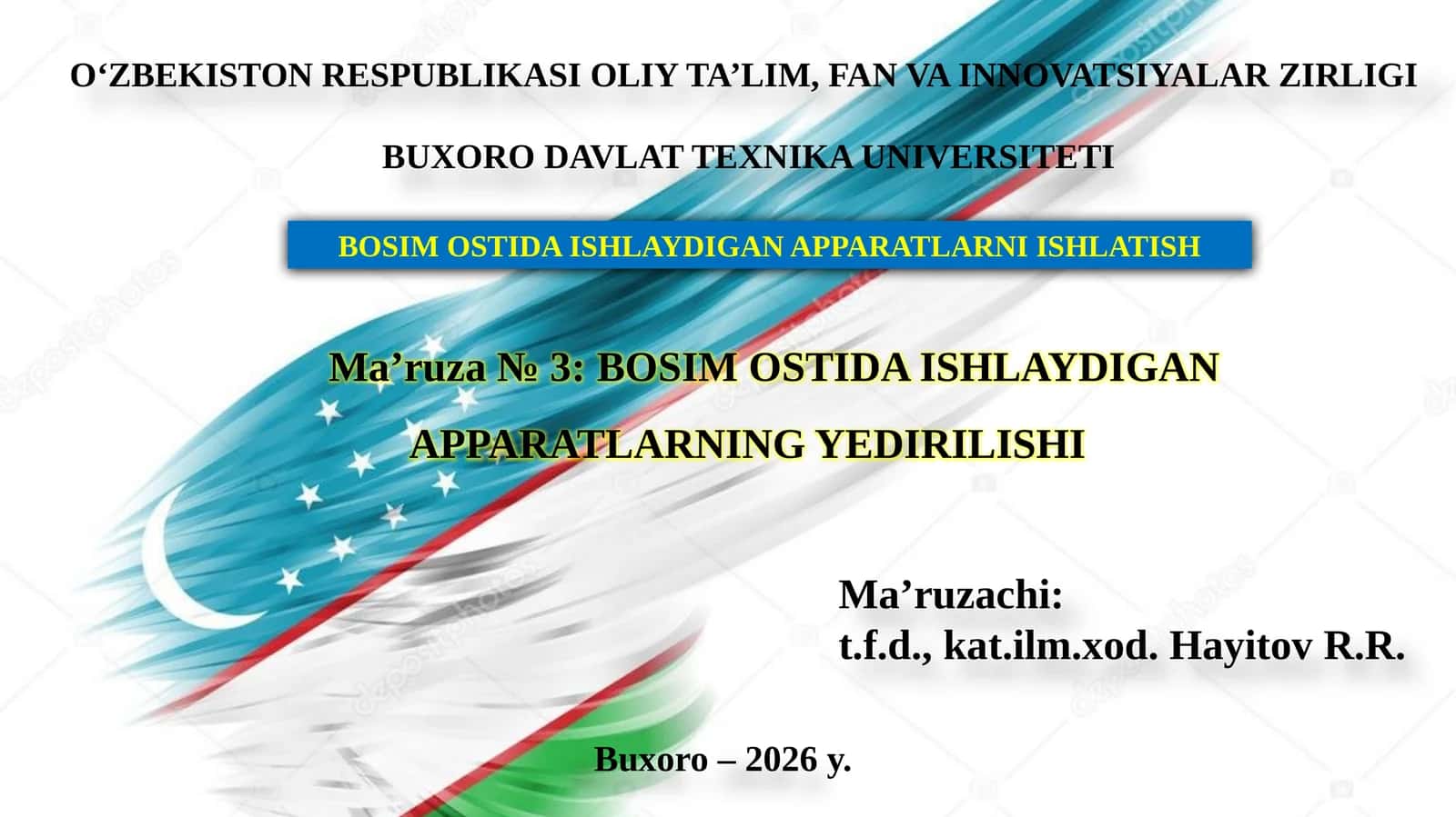 BOSIM OSTIDA ISHLAYDIGAN APPARATLARNI ISHLATISH 1