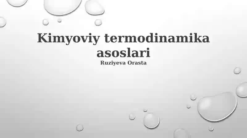 Kimyoviy termodinamika asoslari