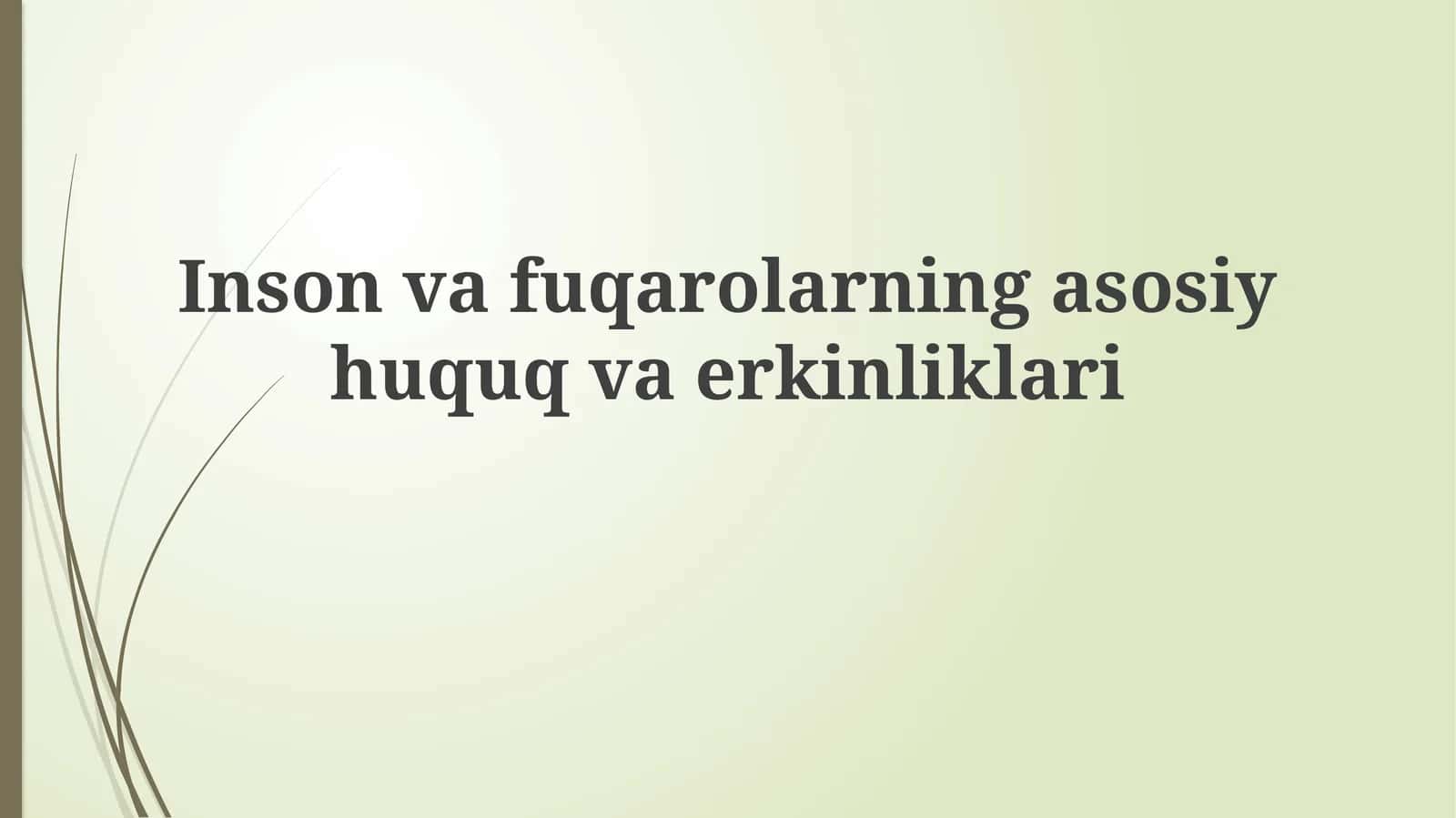 Inson va fuqarolarning asosiy huquq va erkinliklari 1