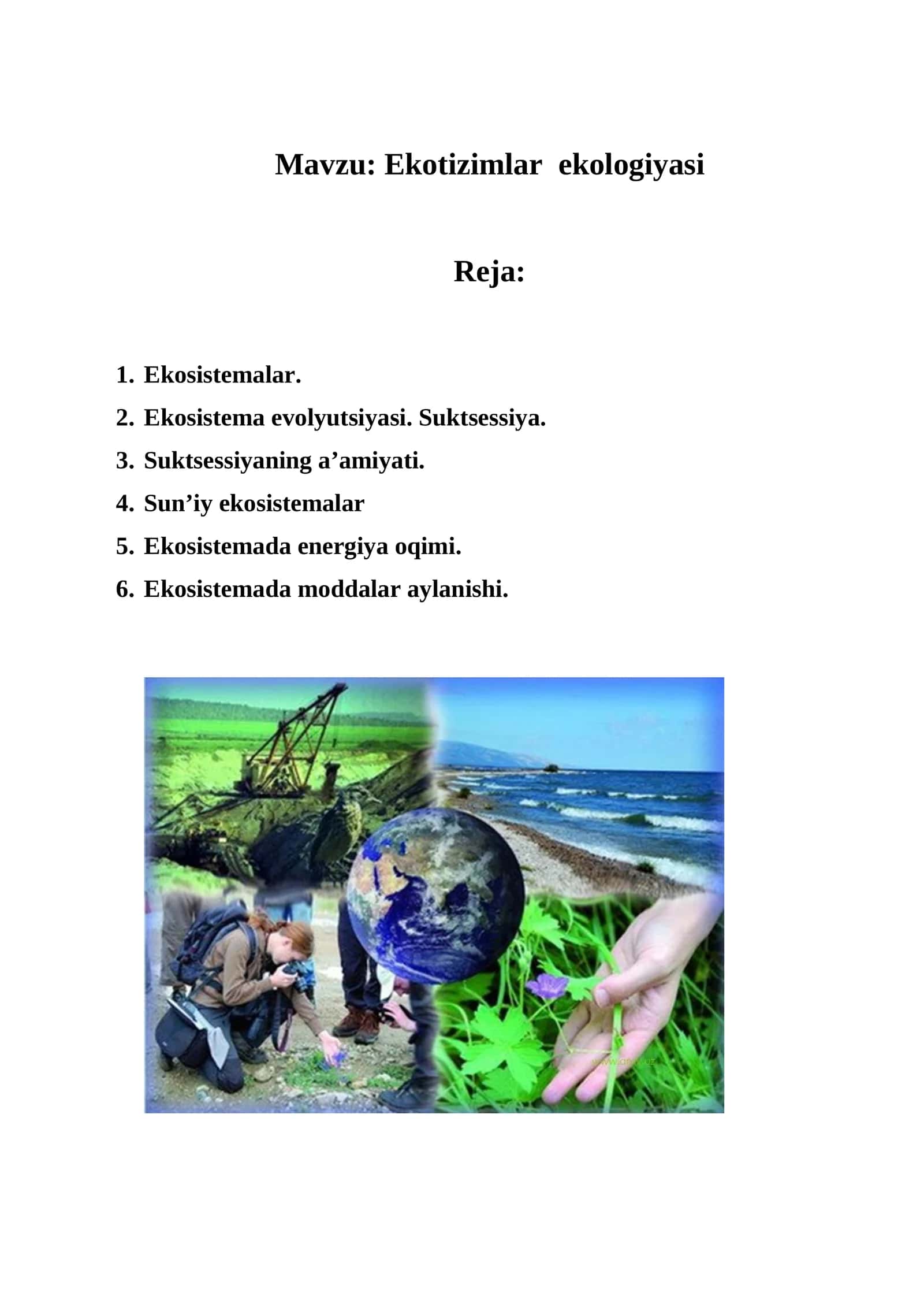 Ekosistemalar ekologiyasi 1