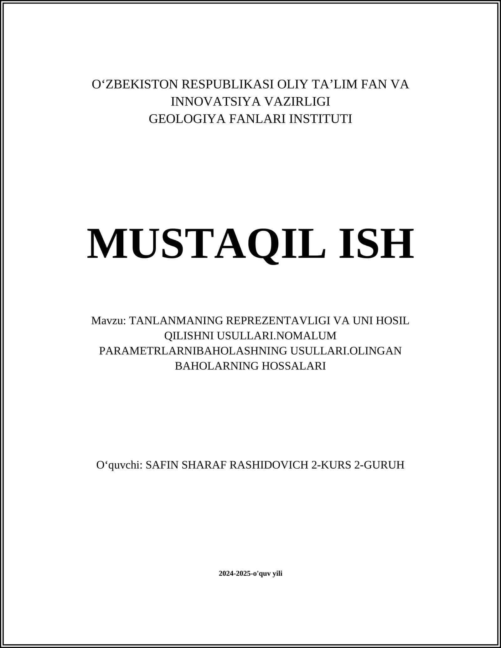 Tanlov nazariyasi tushunchalari 1