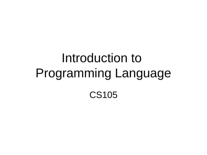Introduction to Programming Language 1