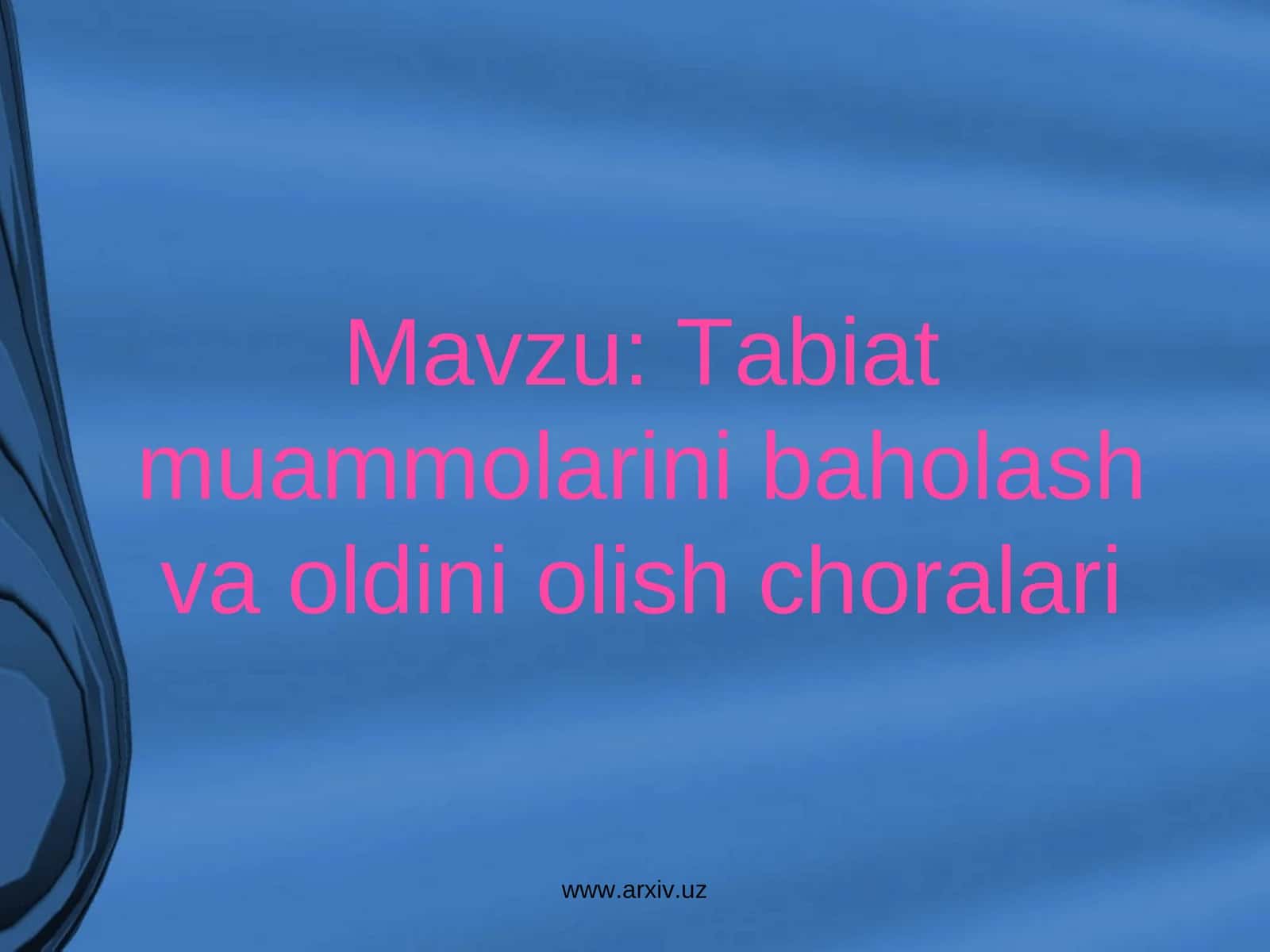 Tabiat muammolarini baholash va oldini olish choralari 1