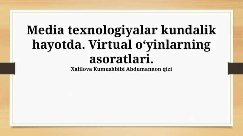 Virtual O'yinlarning Kelajagi 1
