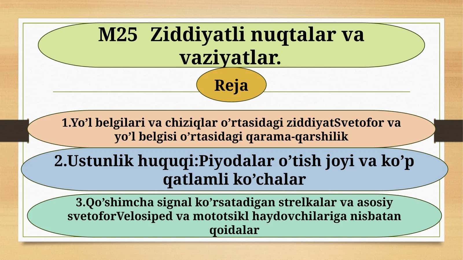 M25 Ziddiyatli nuqtalar va vaziyatlar 1