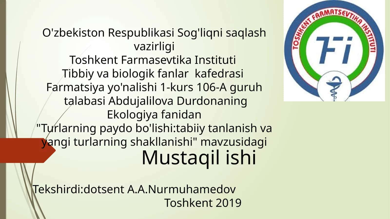 Turlarning paydo bo‘lishi 1