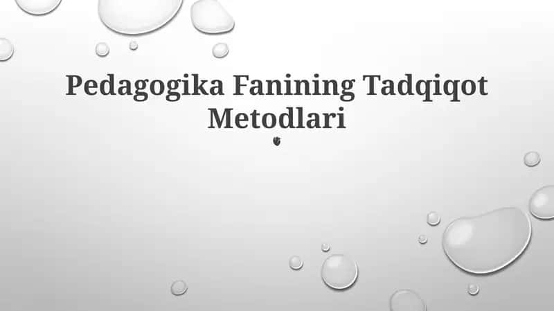 Pedagogika Fanining Tadqiqot Metodlari 1