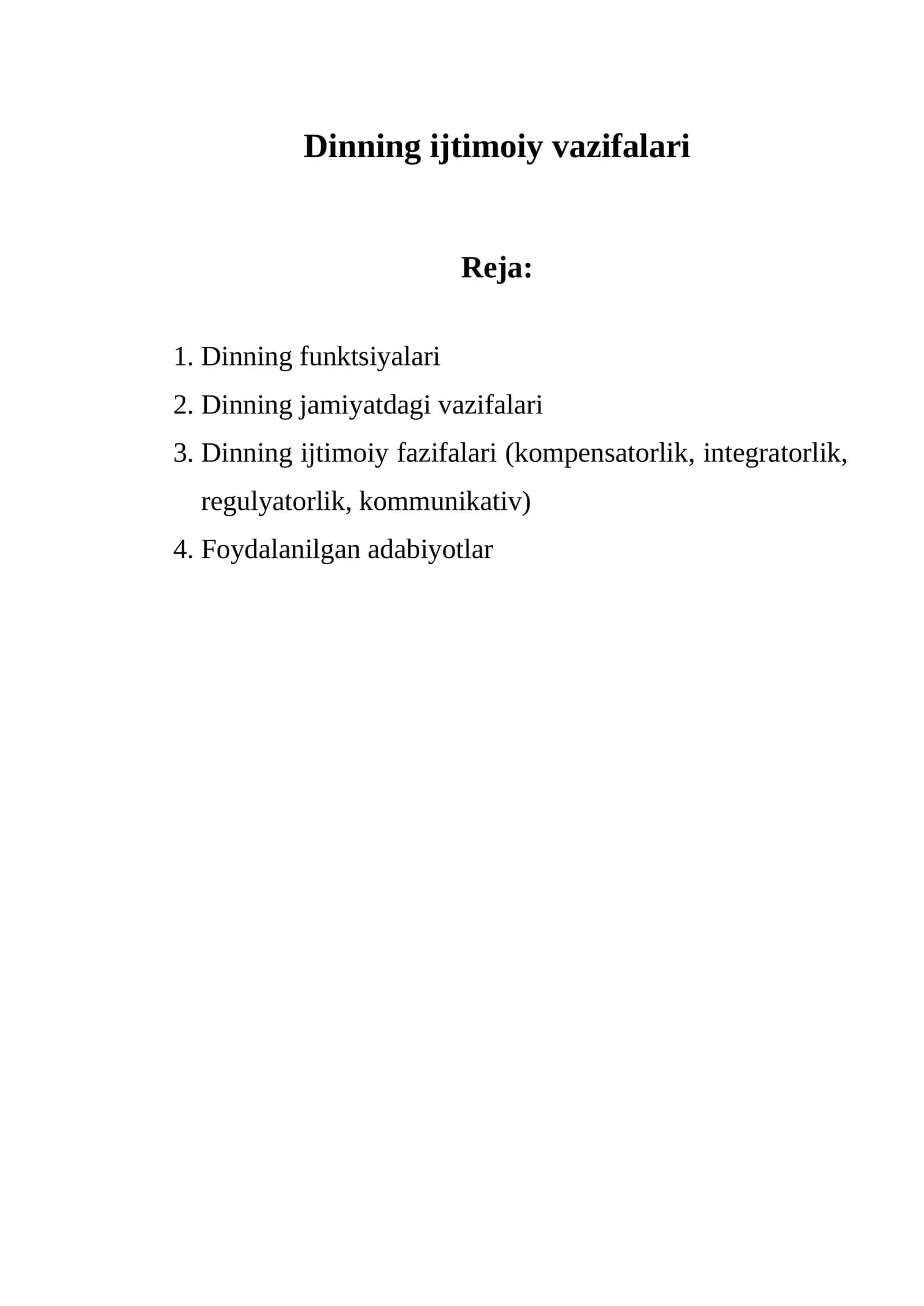 Dinning ijtimoiy vazifalari 1