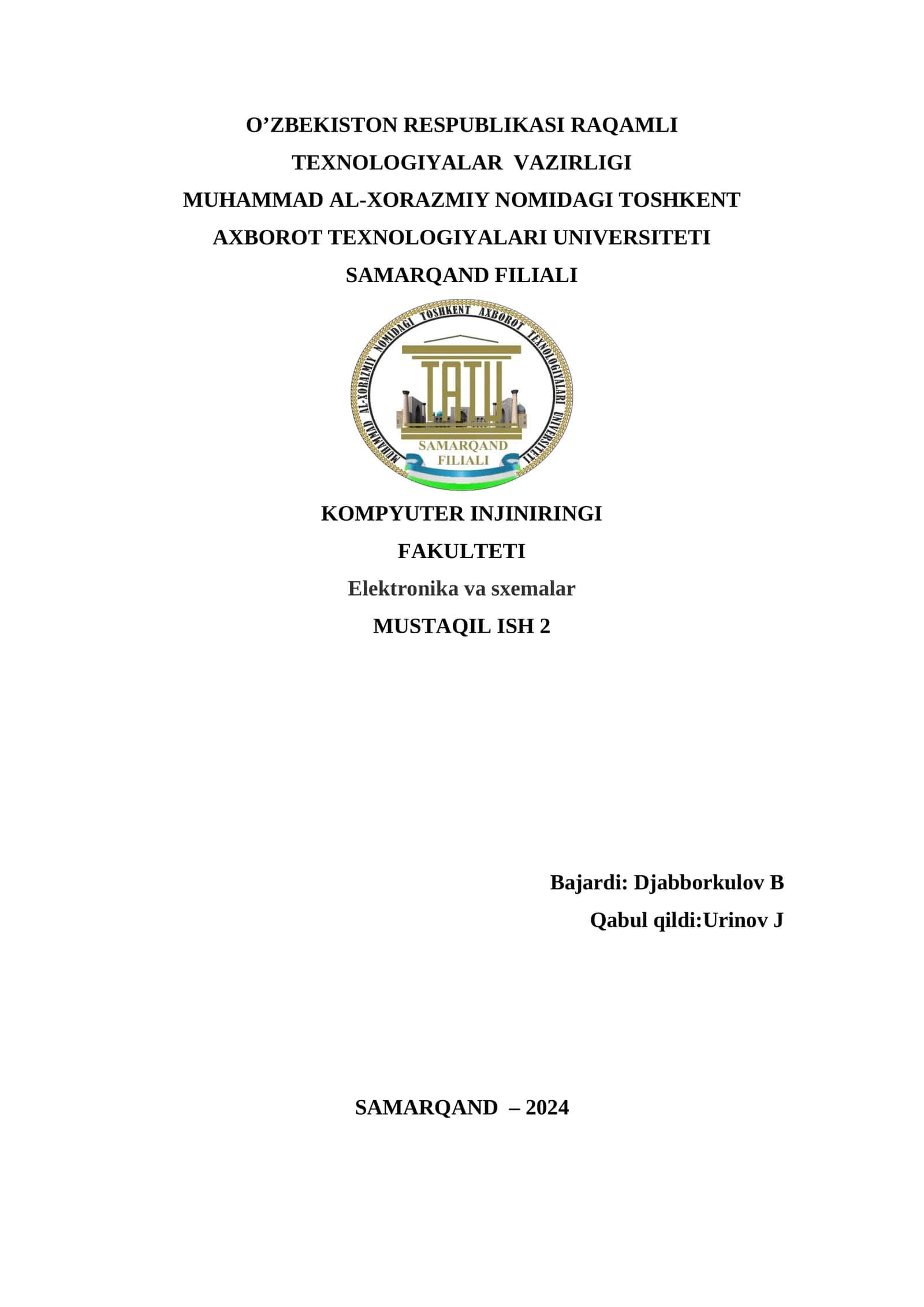 MDYa tranzistorida yasalgan mantiqiy elementlar 1