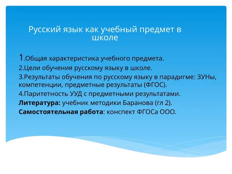Русский язык как учебный предмет в школе 1