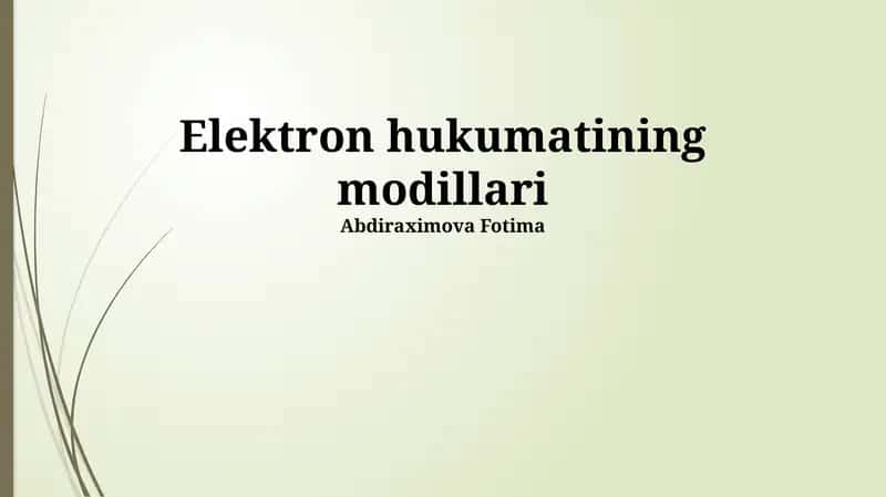 Elektron Hukumat Modellari 1