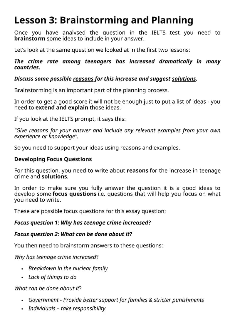 Lesson 3: Brainstorming and Planning 1
