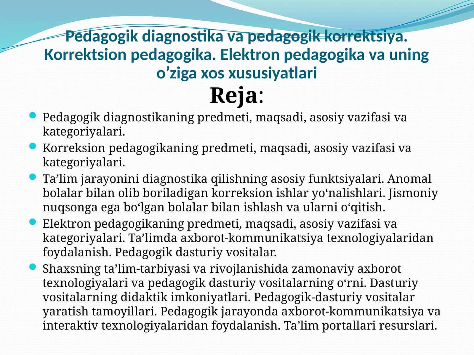 Pedagogik diagnostika va pedagogik korrektsiya. Korrektsion pedagogika. Elektron ped 1
