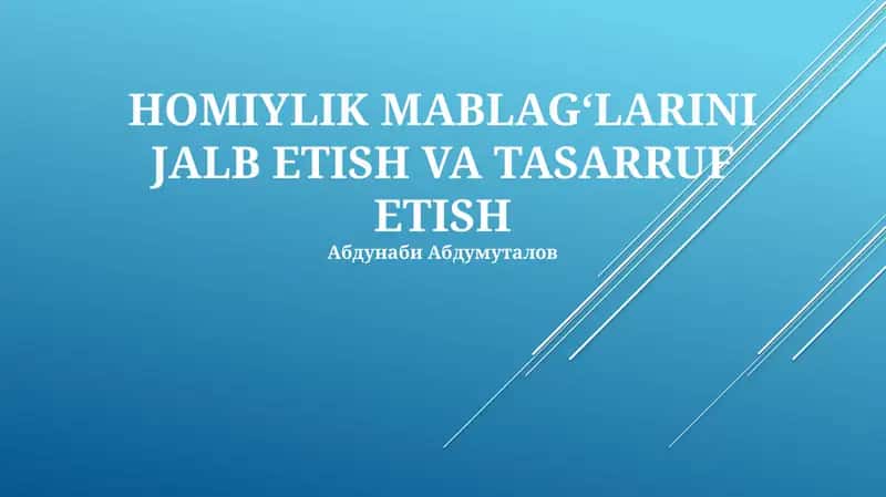 Mablag' yig'ish strategiyasi 1