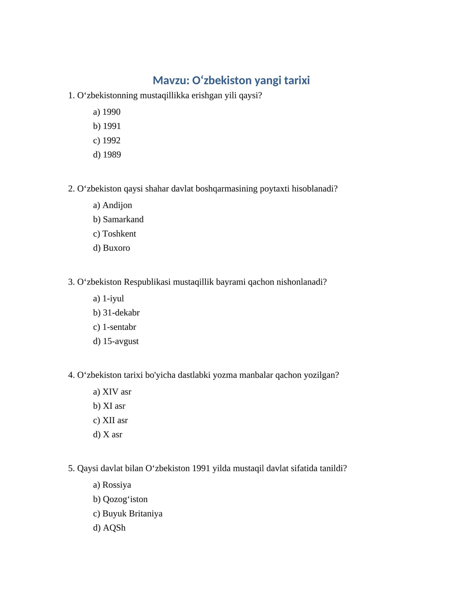Oʻzbekiston yangi tarixi 1