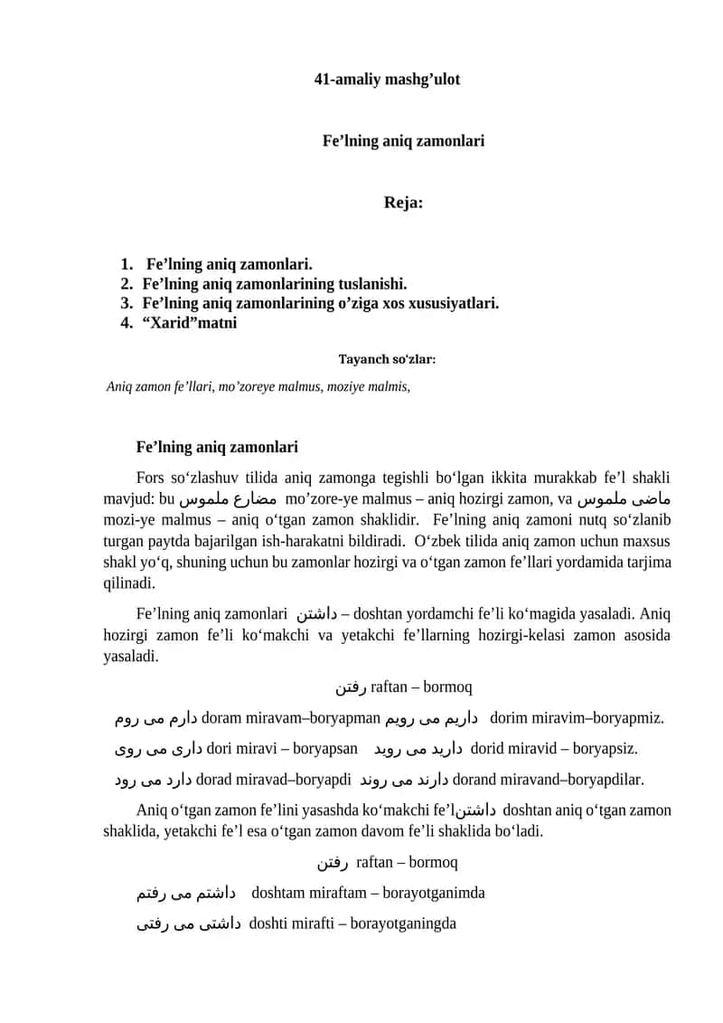 Fe’lning aniq zamonlari 1
