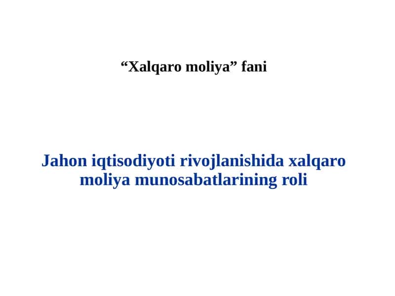 Xalqaro moliya 1