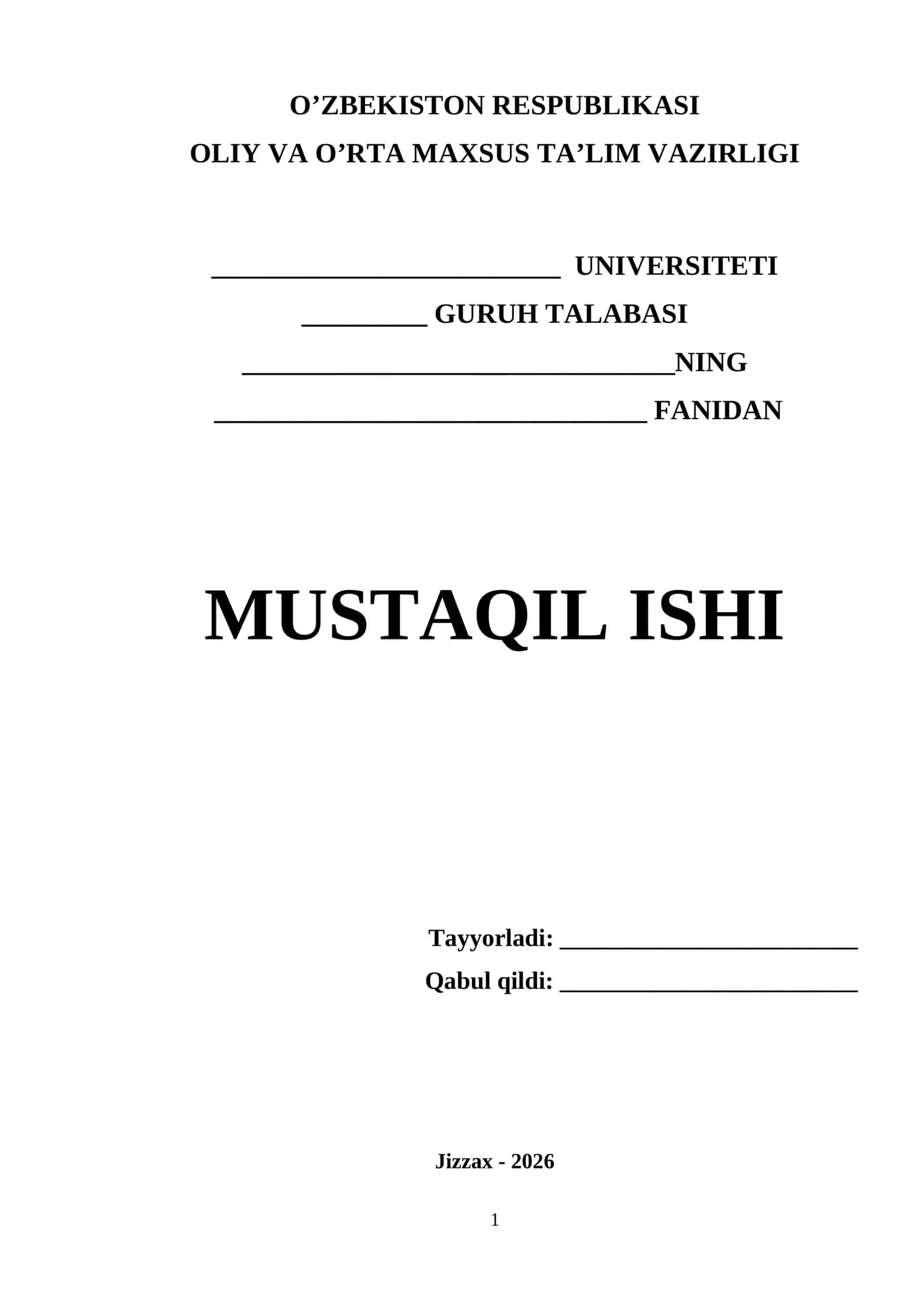 mustaqil ish yuzi 1