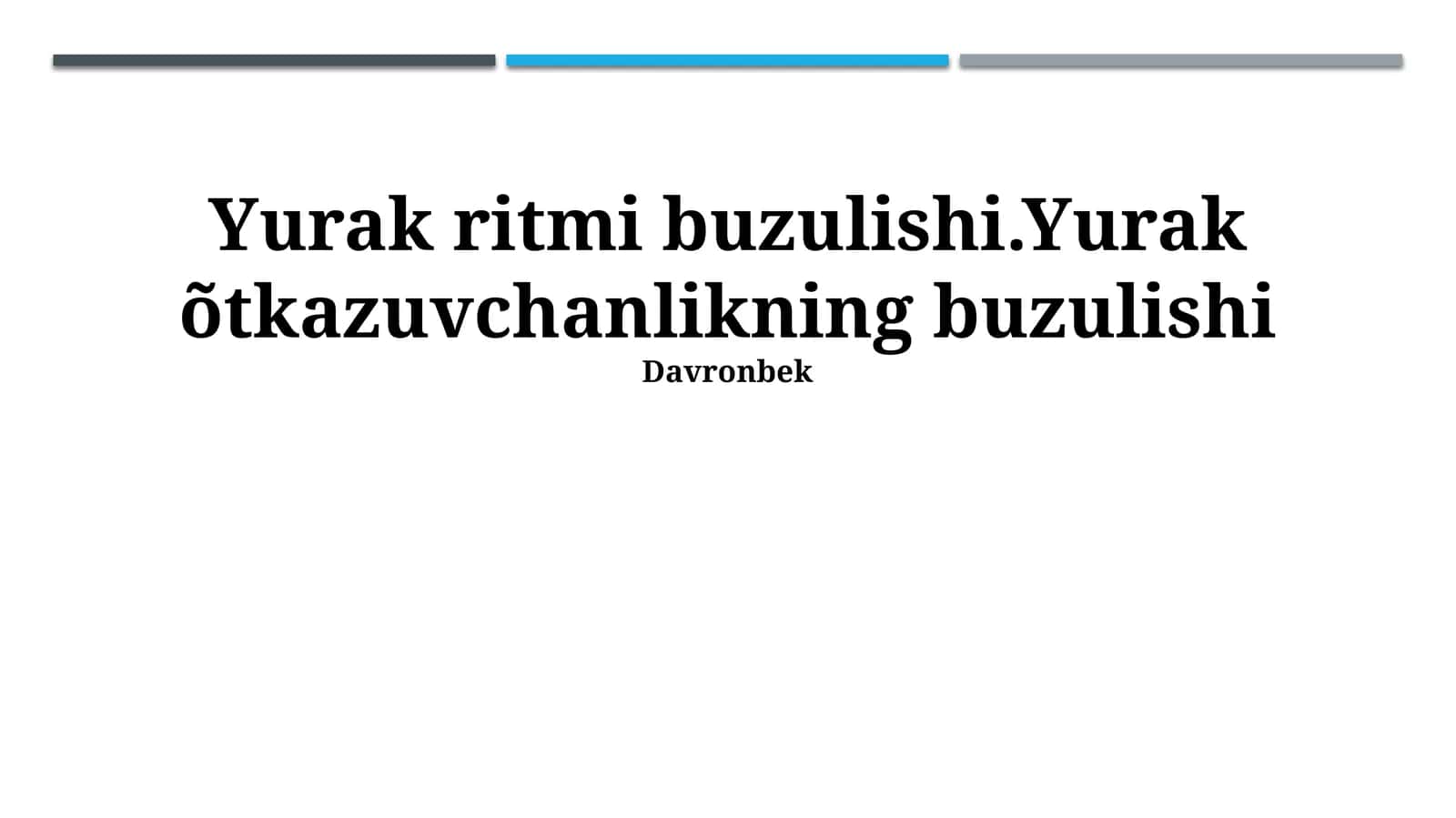 Yurak ritmi buzulishi.Yurak õtkazuvchanlikning buzulishi 1