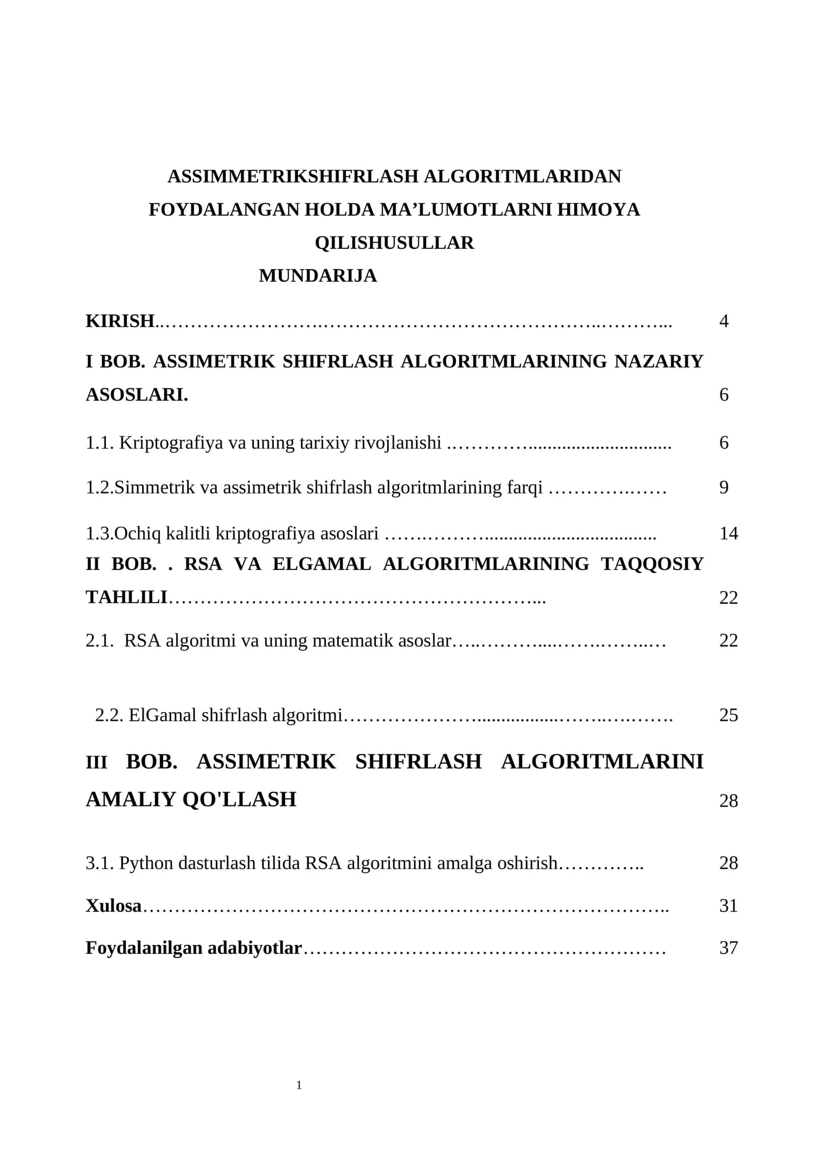 ASSIMMETRIKSHIFRLASH ALGORITMLARIDAN 1