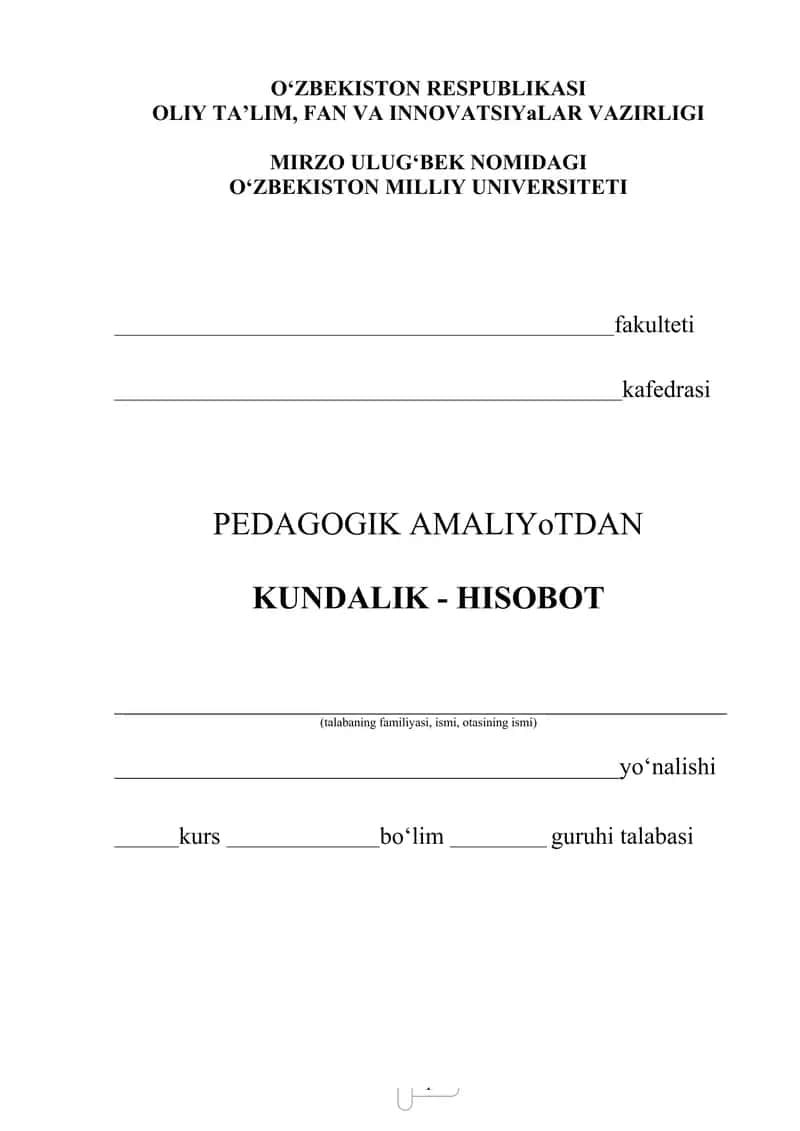 Pedagogik Amaliyot Ko'rsatmalar 1